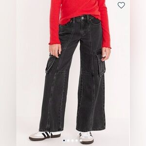Old Navy High Waist Super Baggy Wide Leg Cargo Jeans for Girls Size 10 & 12 NWT